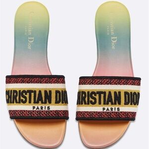 Christian Dior rainbow d logo canvas Slide Sandals size 41 women’s 11